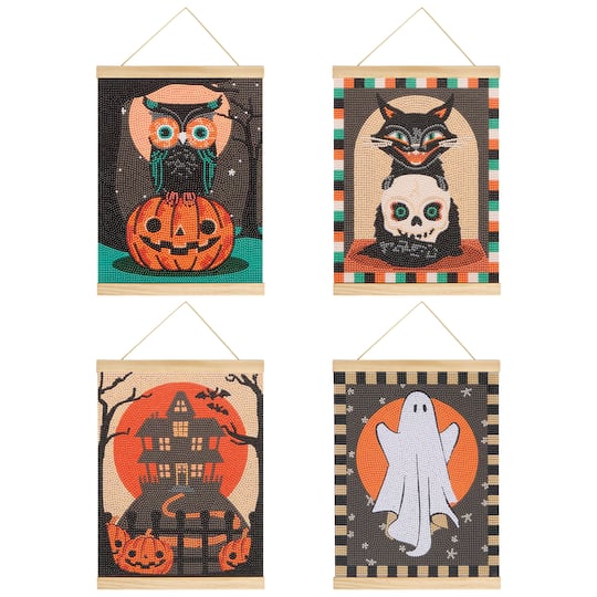 8" x 10" Halloween Icon Mystery Diamond Art Kit with Magnetic Wood Frame by Make Market®